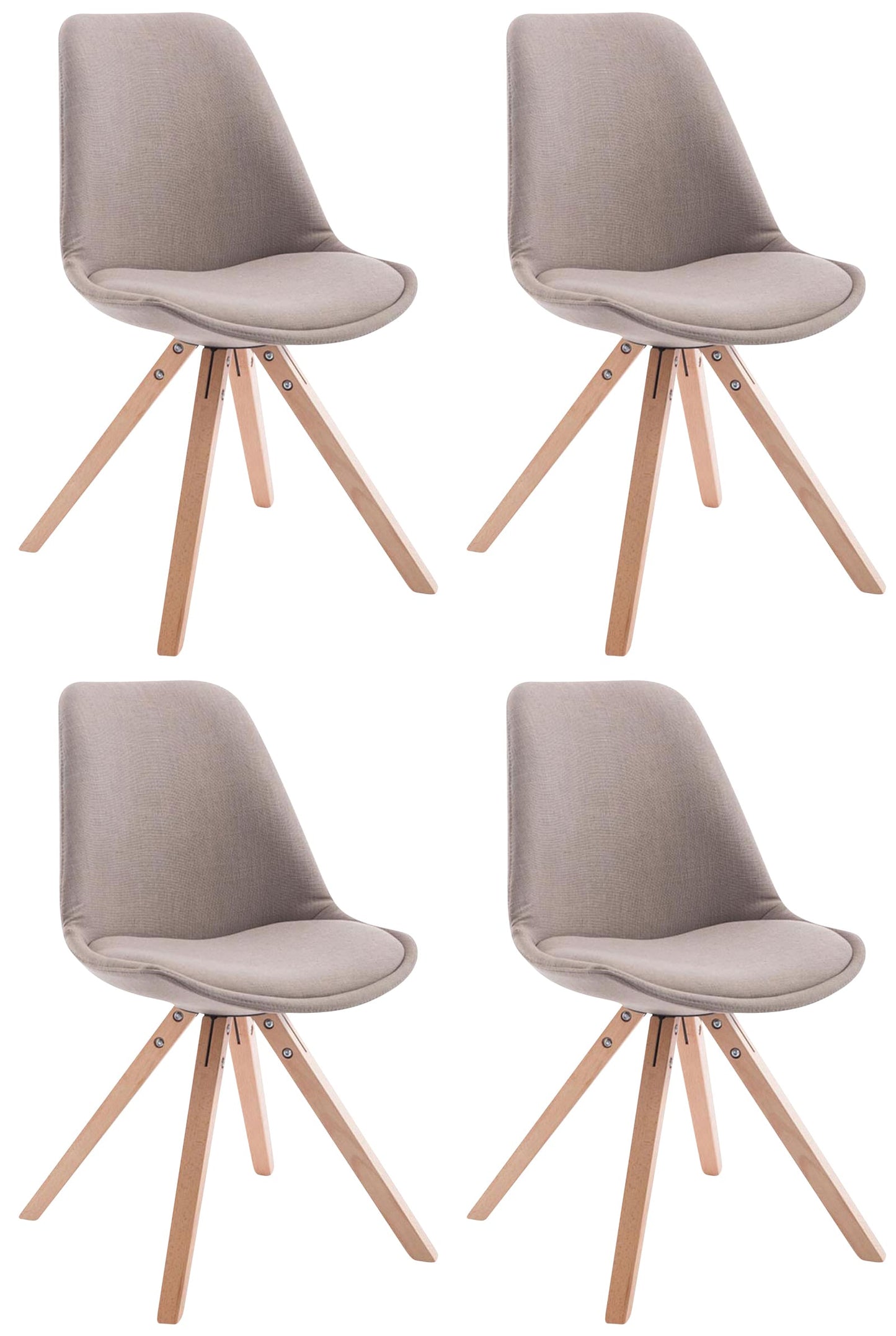 4er Set Besucherstühle Toulouse Stoff Square | homemem39