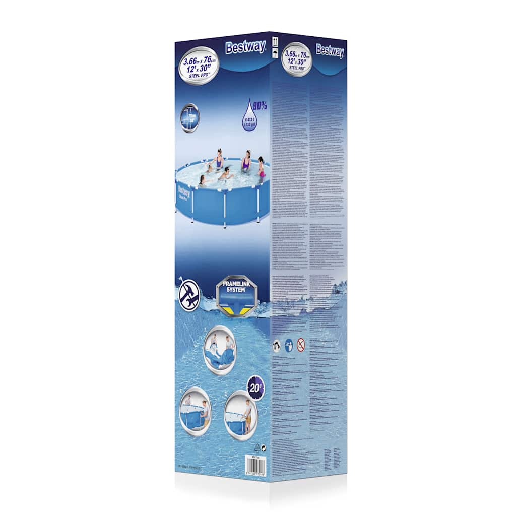 Set Piscina con Telaio Steel Pro 366x76 cm