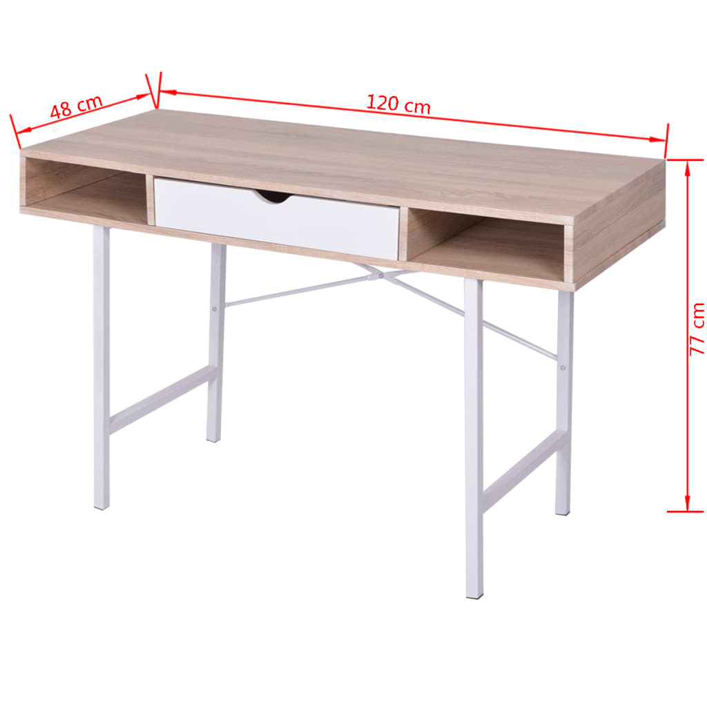 Scrivania con 1 Cassetto Rovere e Bianco | homemem39