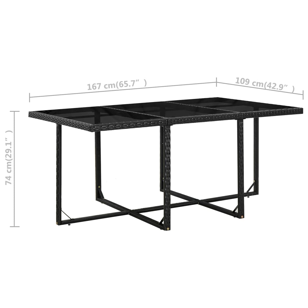 Set da Pranzo da Giardino 11 pz con Cuscini in Polyrattan Nero | homemem39