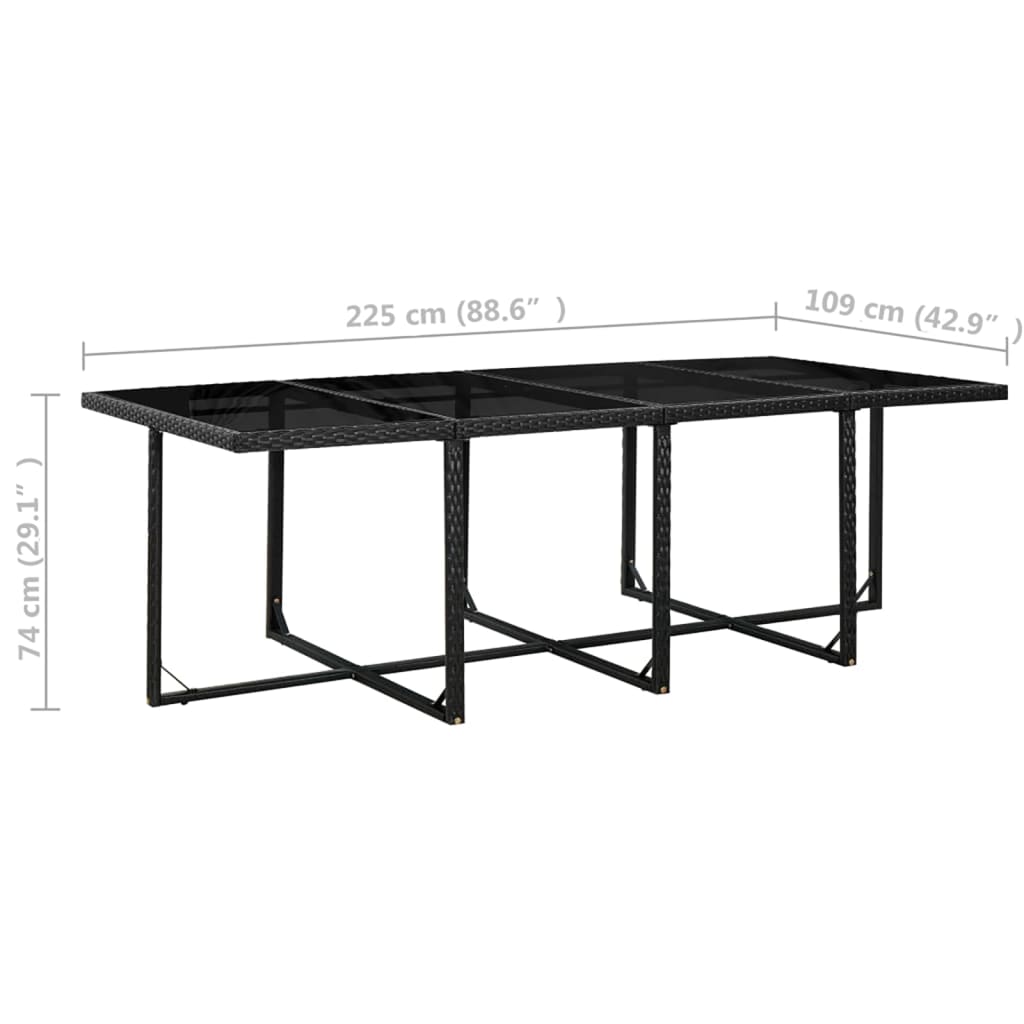 Set da Pranzo da Giardino 13 pz con Cuscini in Polyrattan Nero | homemem39