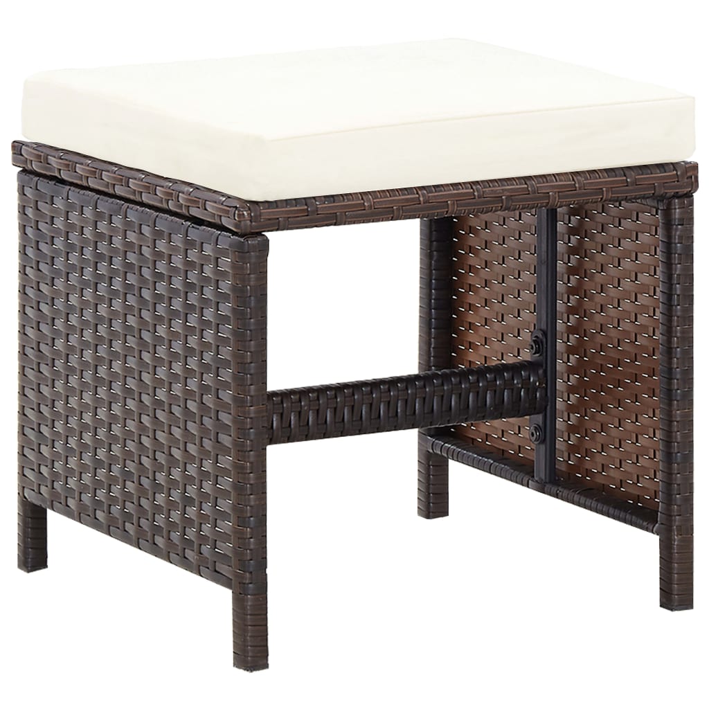 Set da Pranzo da Giardino 5 pz con Cuscini Polyrattan Marrone | homemem39