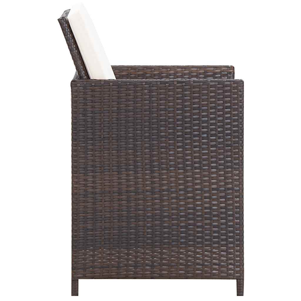 Set da Pranzo da Giardino 11 pz con Cuscini Polyrattan Marrone