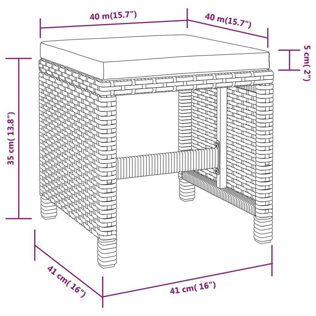Set da Pranzo da Giardino 5 pz Polyrattan e Legno Acacia Nero | homemem39