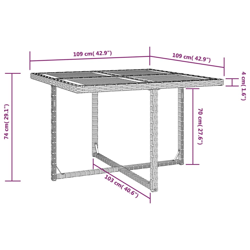 Set da Pranzo da Giardino 9 pz in Polyrattan e Acacia Nero | homemem39