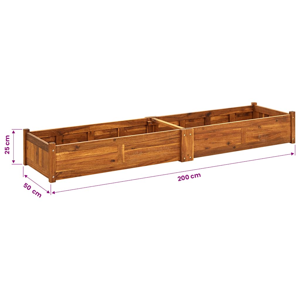 Letto Rialzato da Giardino in Legno di Acacia 200x50x25 cm | homemem39