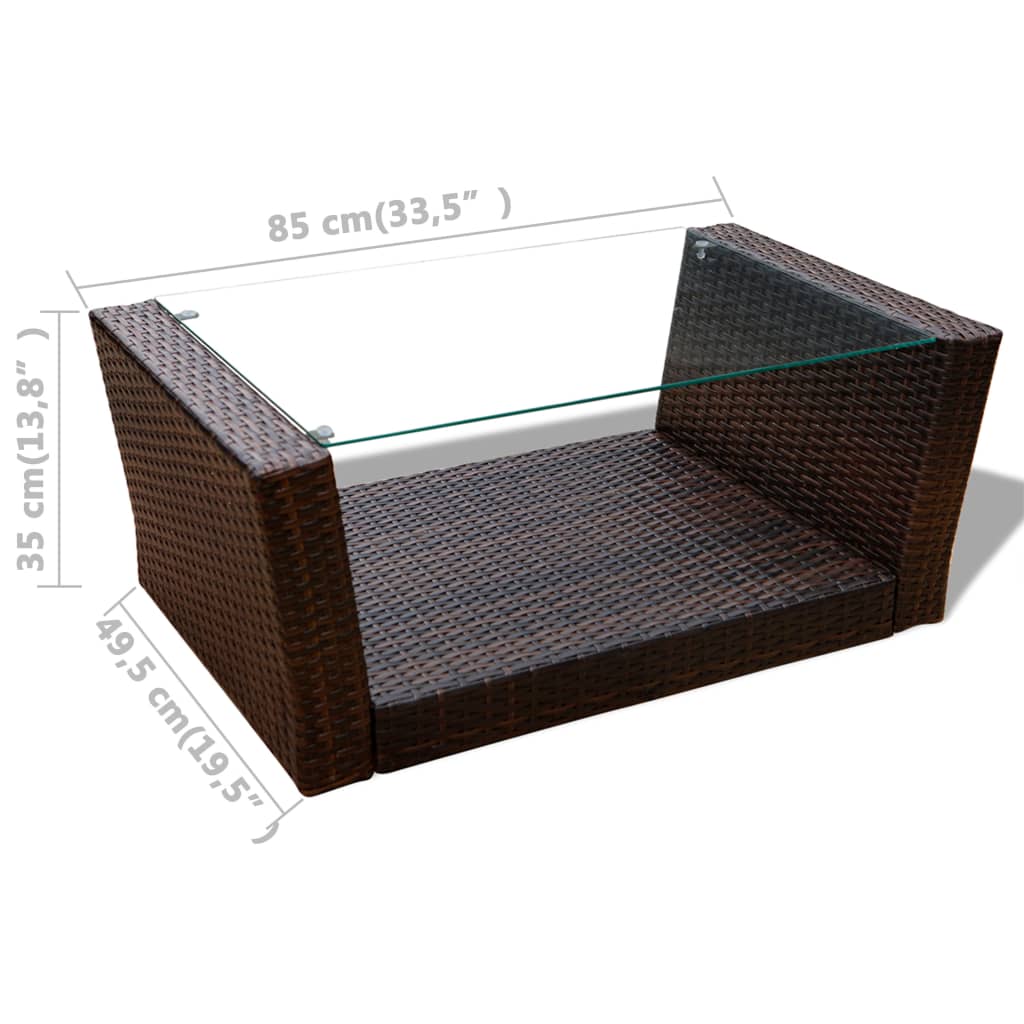 Set Divani da Giardino 4 pz con Cuscini in Polyrattan Marrone | homemem39