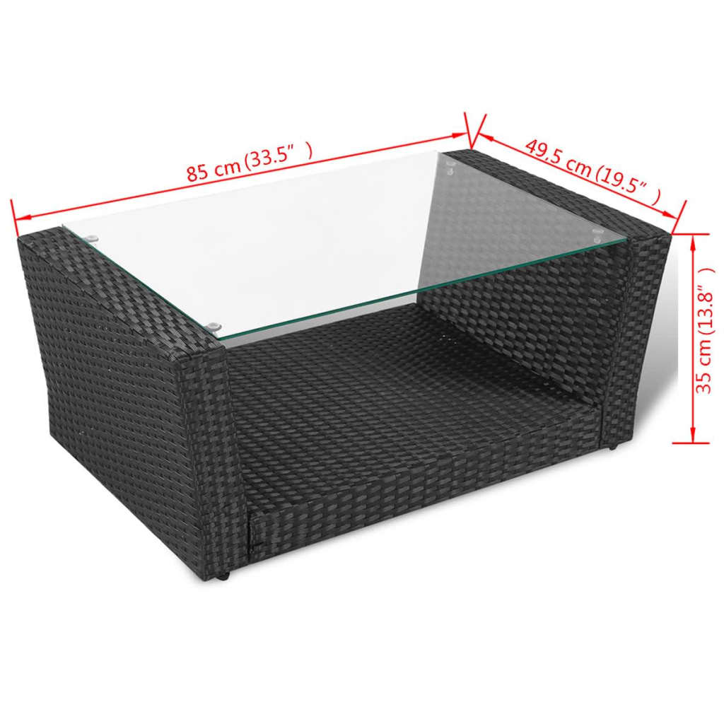 Set Divani da Giardino 4 pz con Cuscini in Polyrattan Nero | homemem39