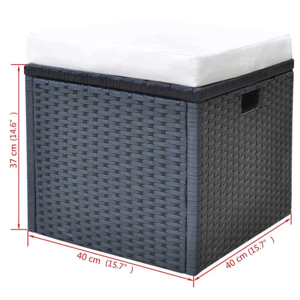 Set da Pranzo da Giardino 6 pz con Cuscini in Polyrattan Nero | homemem39