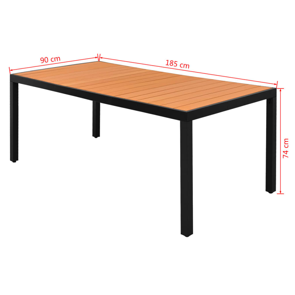 Tavolo da Giardino Marrone 185x90x74 cm cm in Alluminio e WPC | homemem39