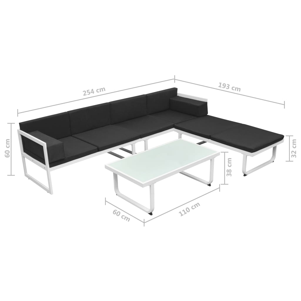 Set Divani da Giardino 4 pz con Cuscini in Alluminio Nero | homemem39