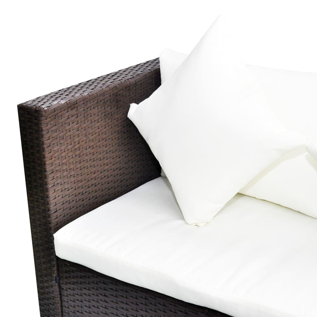 Set Divani da Giardino 4 pz con Cuscini in Polyrattan Marrone | homemem39