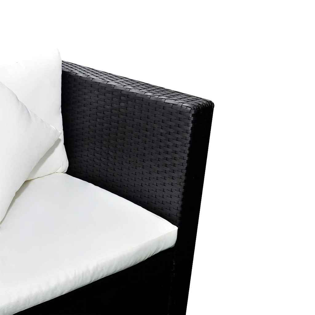 Set Divani da Giardino 4 pz con Cuscini in Polyrattan Nero | homemem39