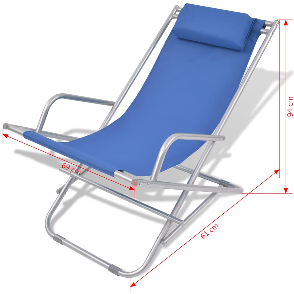 Sedie a Sdraio Reclinabili 2 pz in Acciaio Blu | homemem39