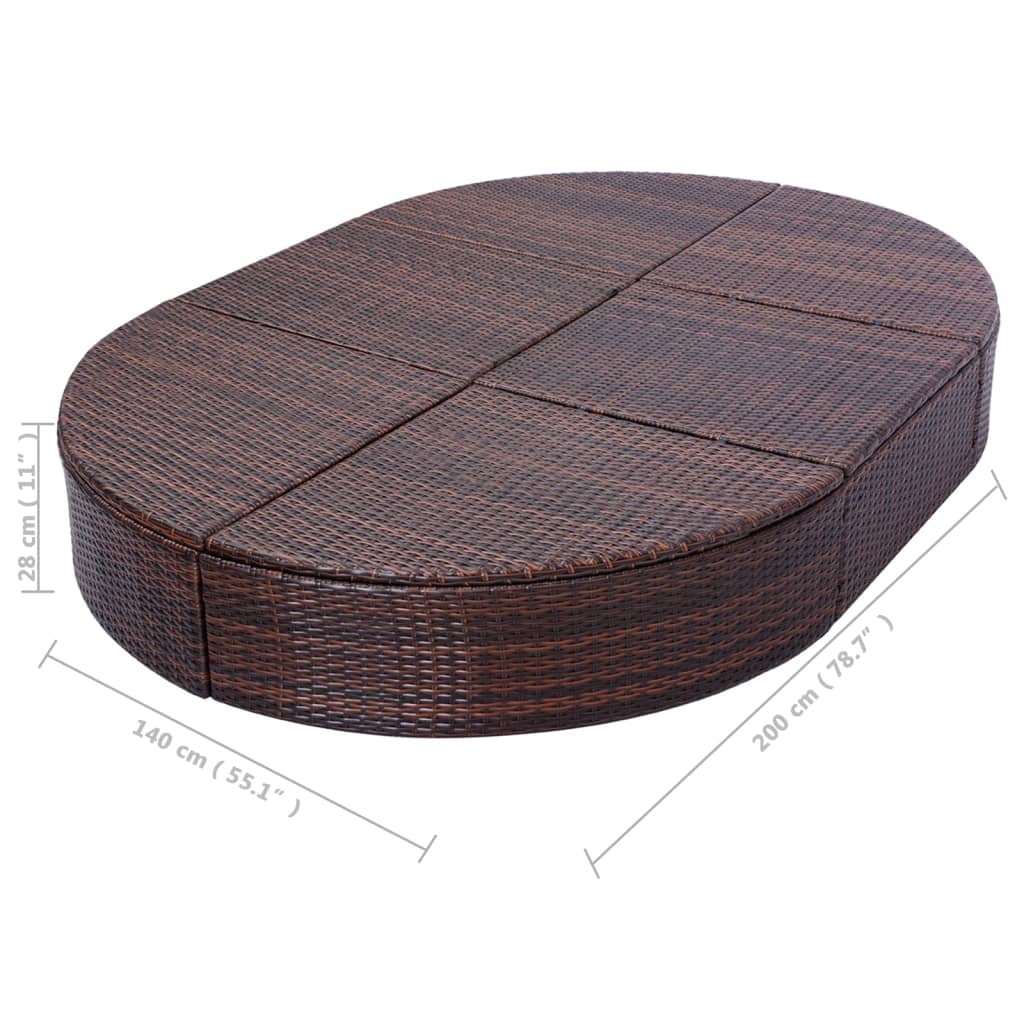 Lettino Prendisole con Cuscino in Polyrattan Marrone - homemem39