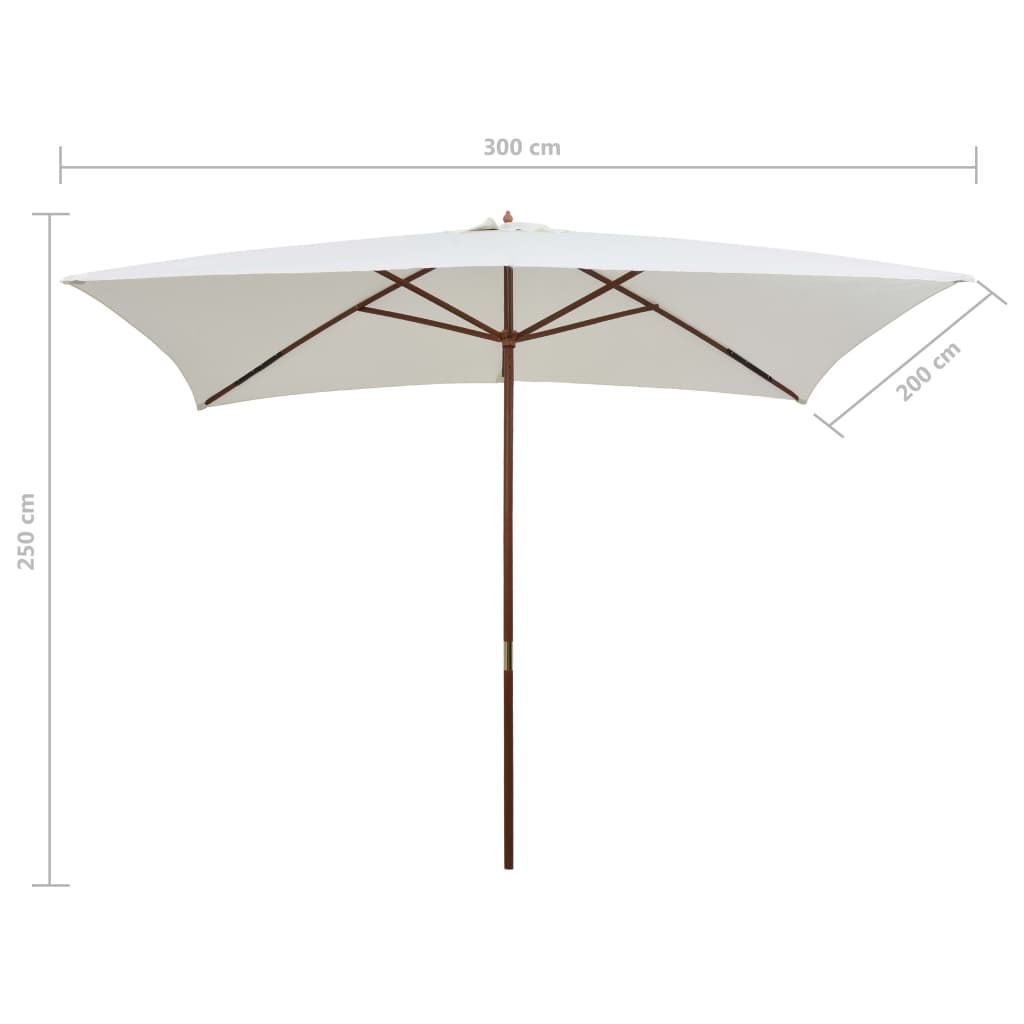 Ombrellone 200x300 cm Palo in Legno Bianco Crema | homemem39