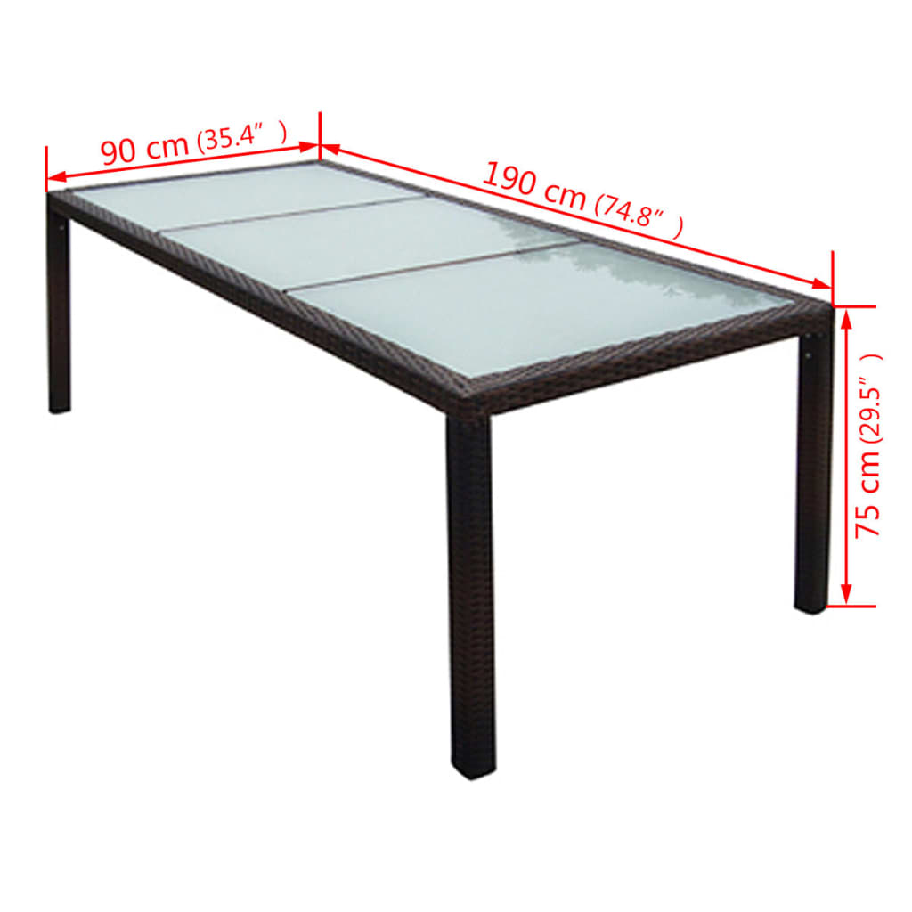 Set da Pranzo da Giardino 9 pz con Cuscini Polyrattan Marrone | homemem39