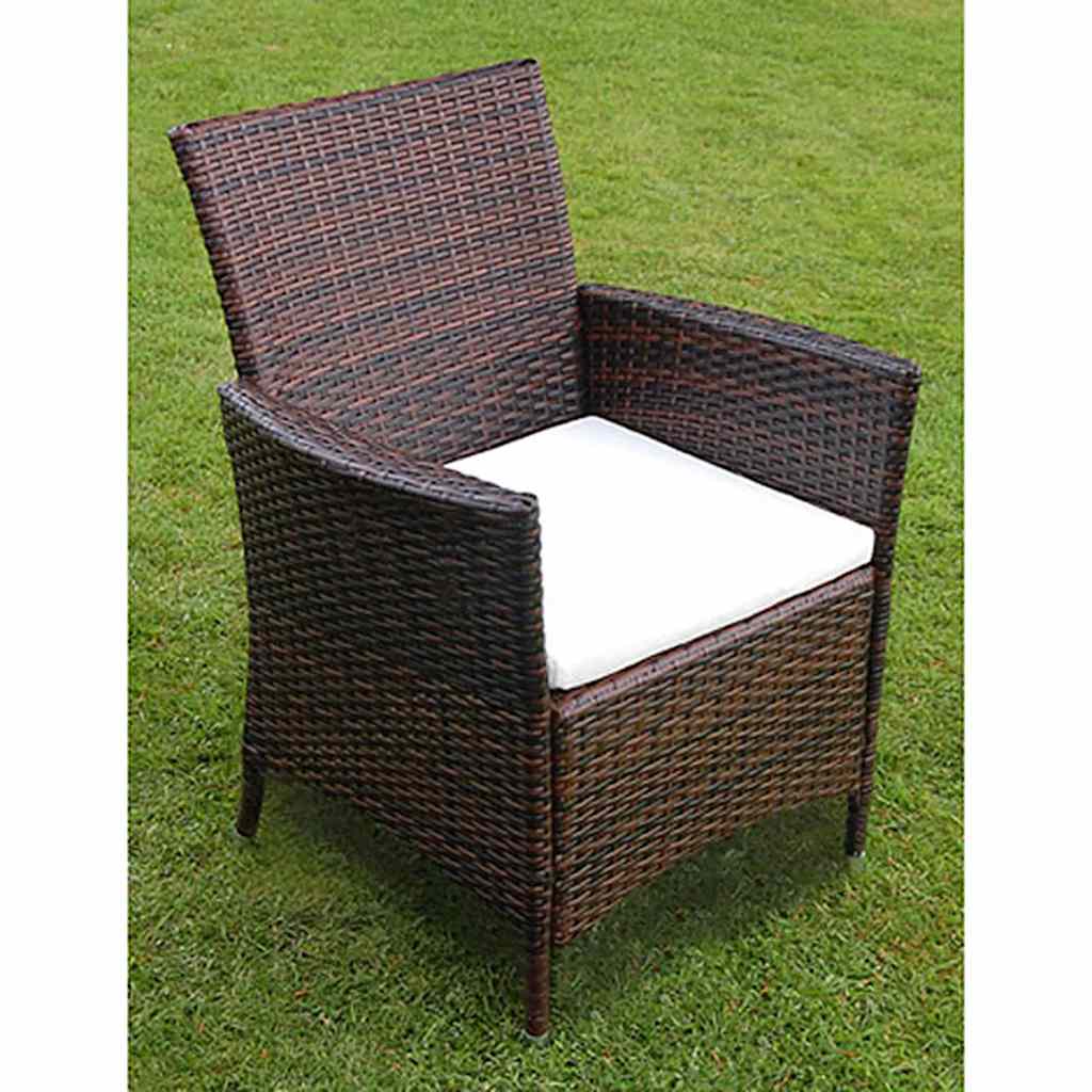 Set da Pranzo da Giardino 7 pz con Cuscini Polyrattan Marrone | homemem39
