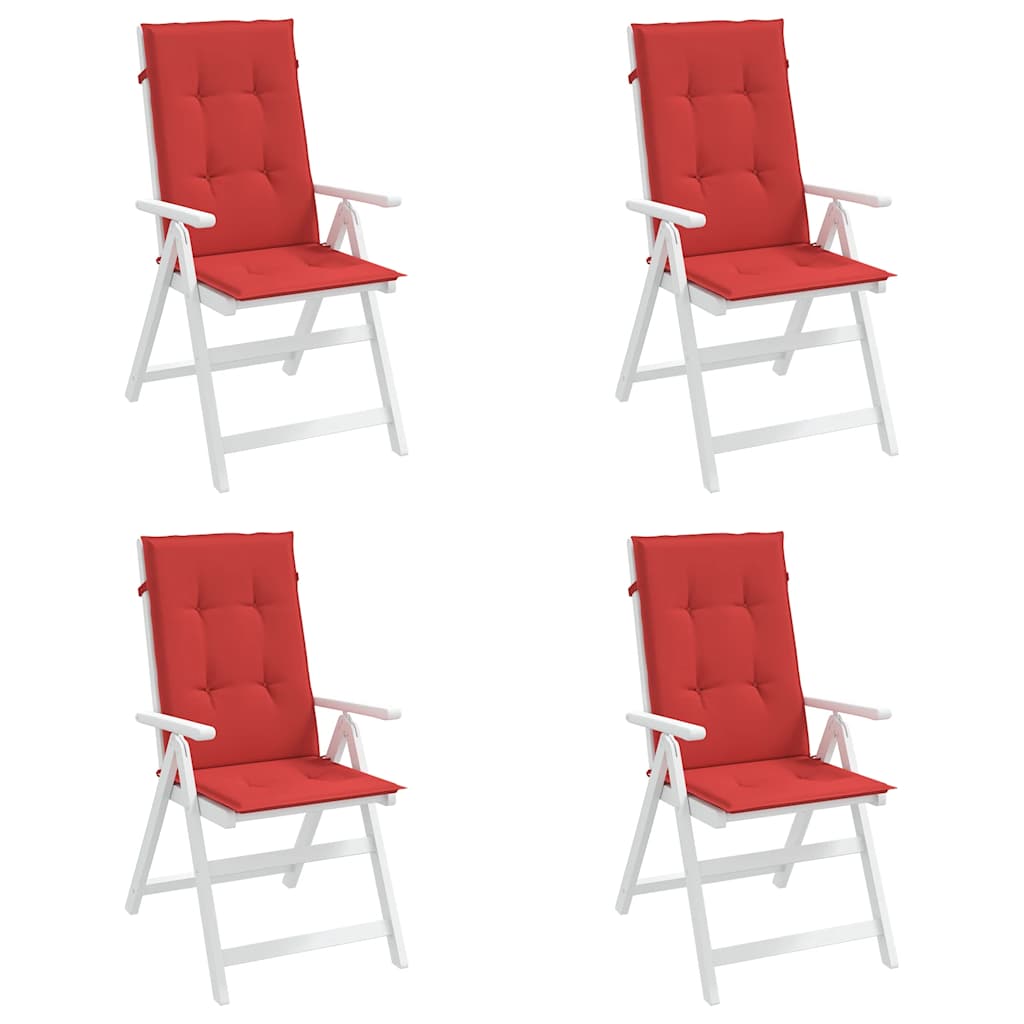 Cuscini per Sedie 4 pz Rossi 120x50x3 cm in Tessuto