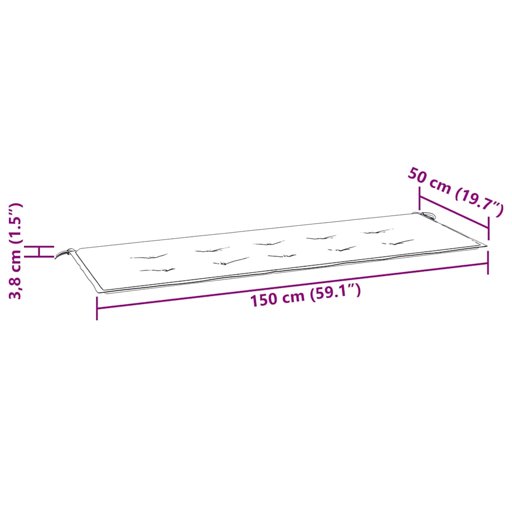 Cuscino per Panca Grigio 150x50x3 cm in Tessuto Oxford