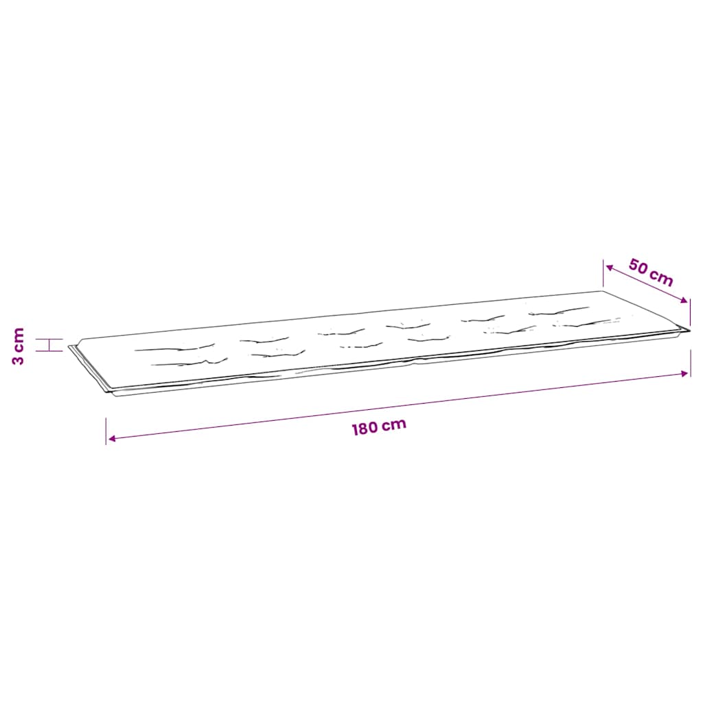 Cuscino per Panca Grigio 180x50x3 cm in Tessuto Oxford