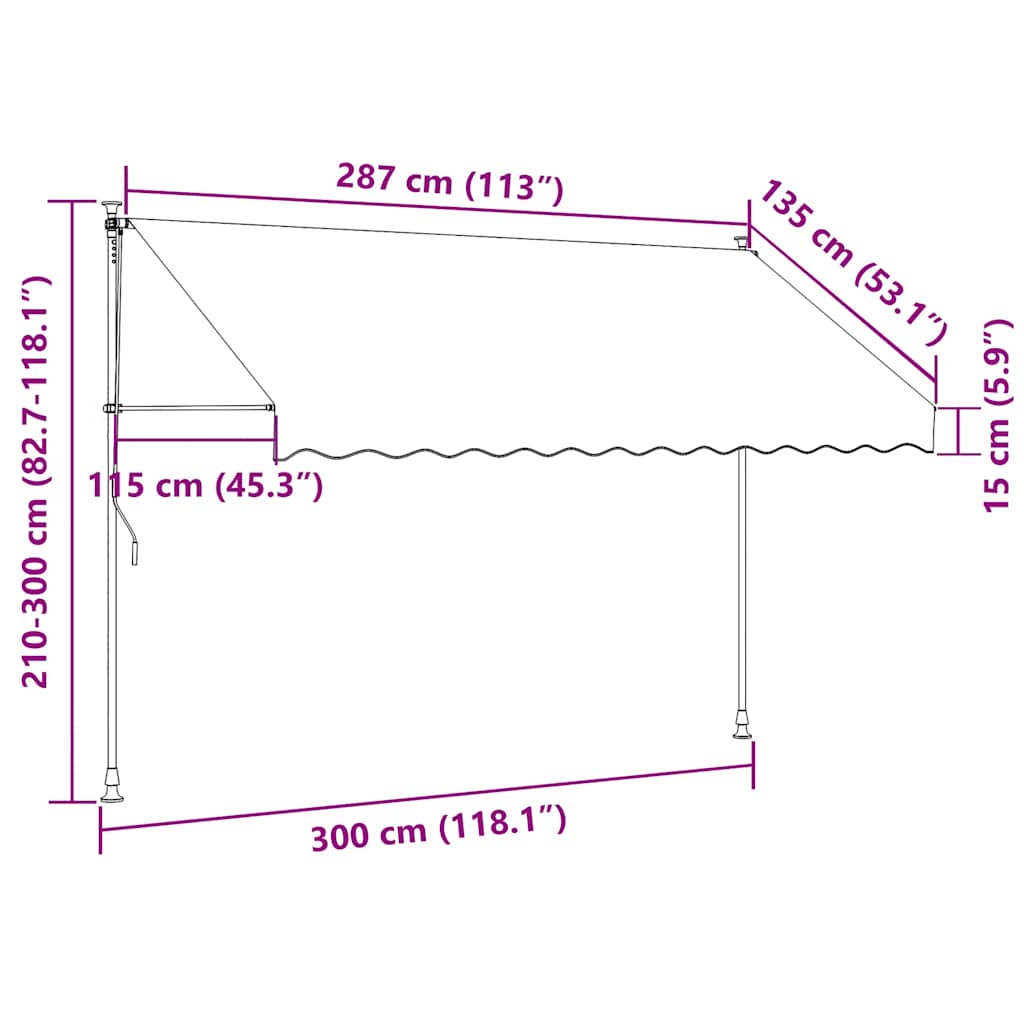 Tenda da Sole Retrattile Manuale 300 cm a Strisce Blu e Bianche | homemem39