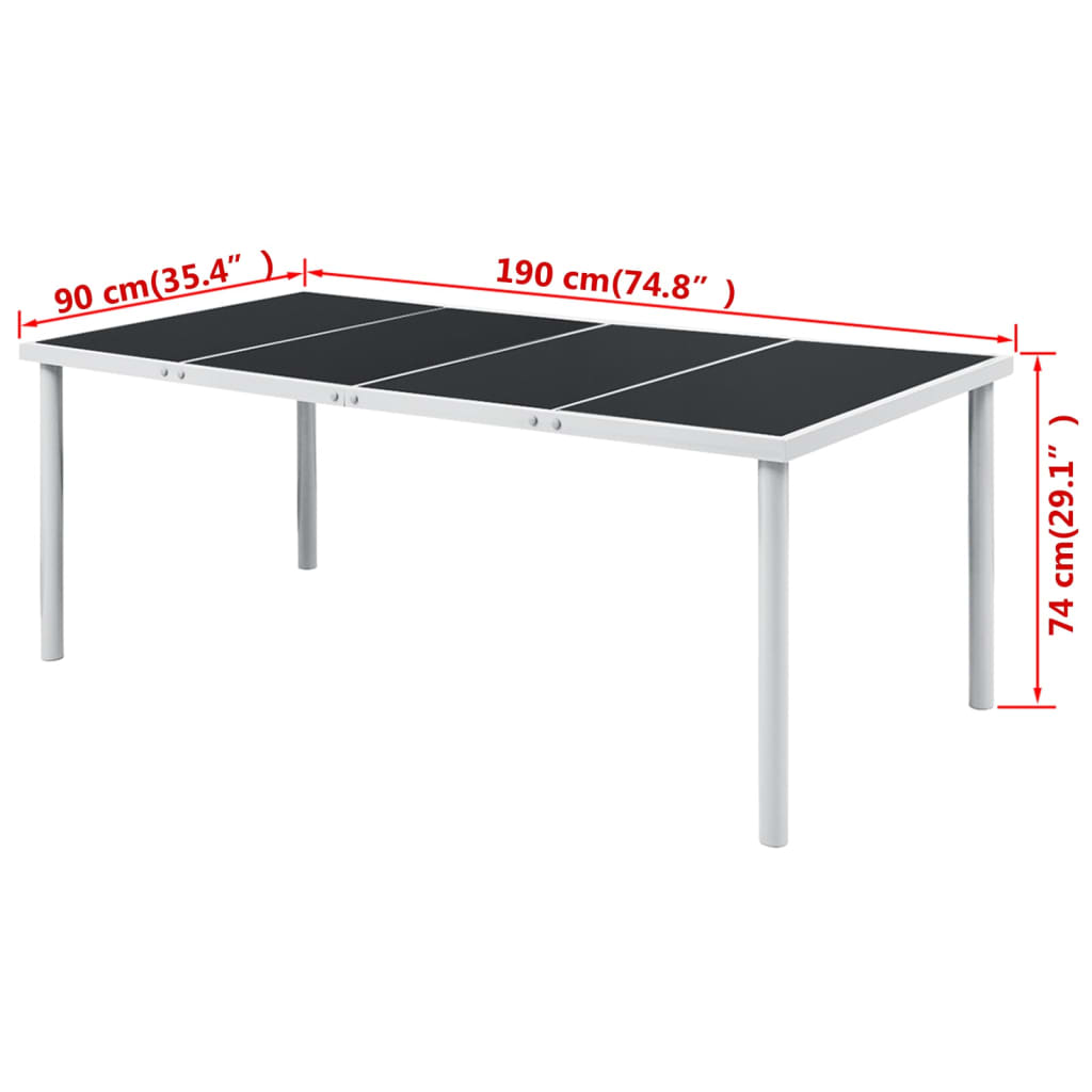 Tavolo da Giardino 190x90x74 cm Nero in Acciaio | homemem39