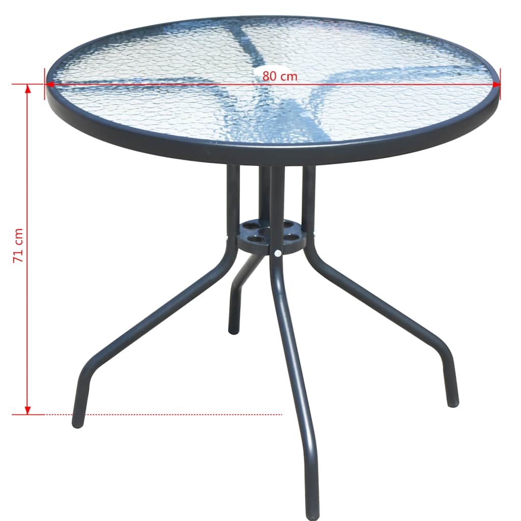 Set da Pranzo da Esterno 5 pz in Acciaio Nero