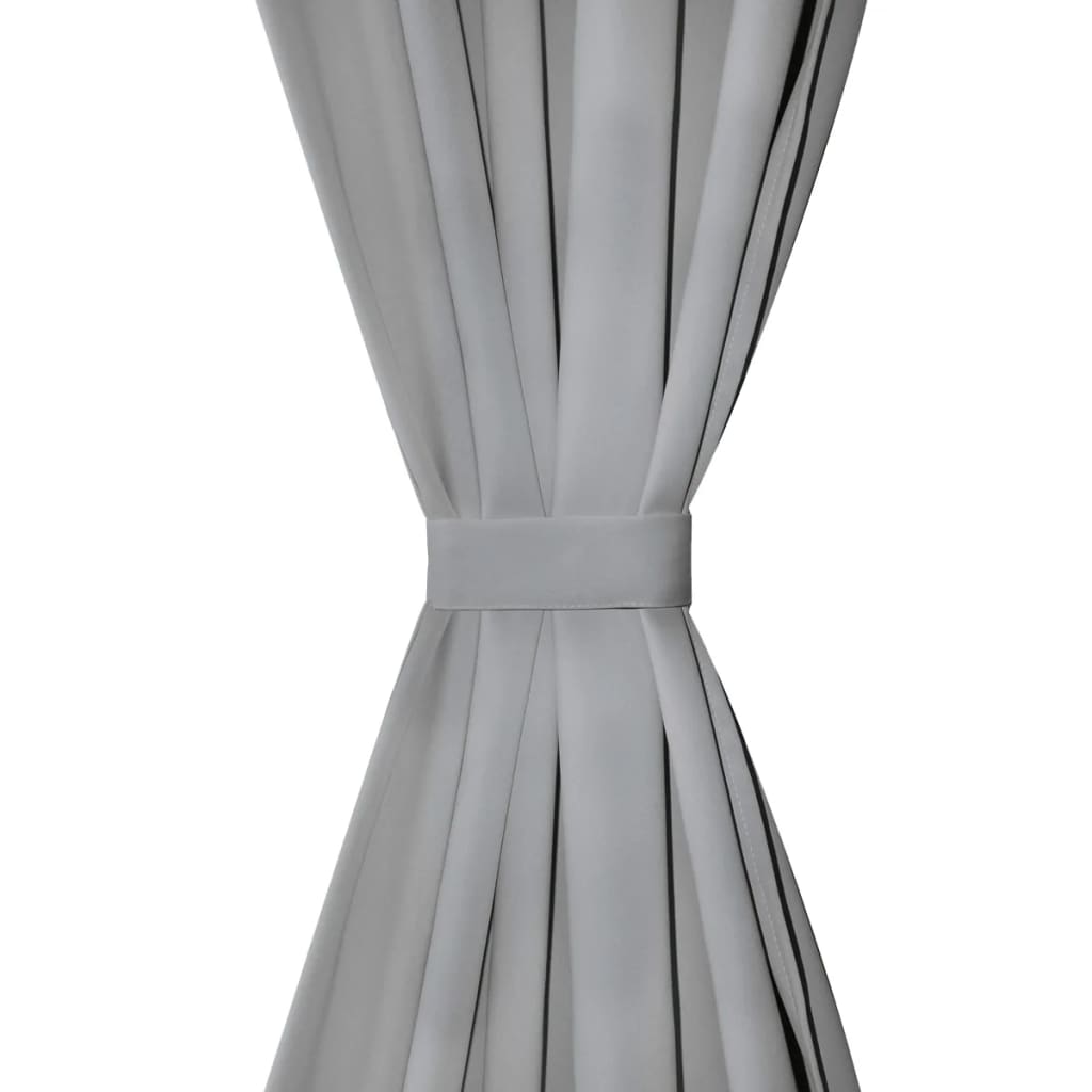 2 Pz Tende in Micro Raso con Passanti 140x225 cm Grigie | homemem39