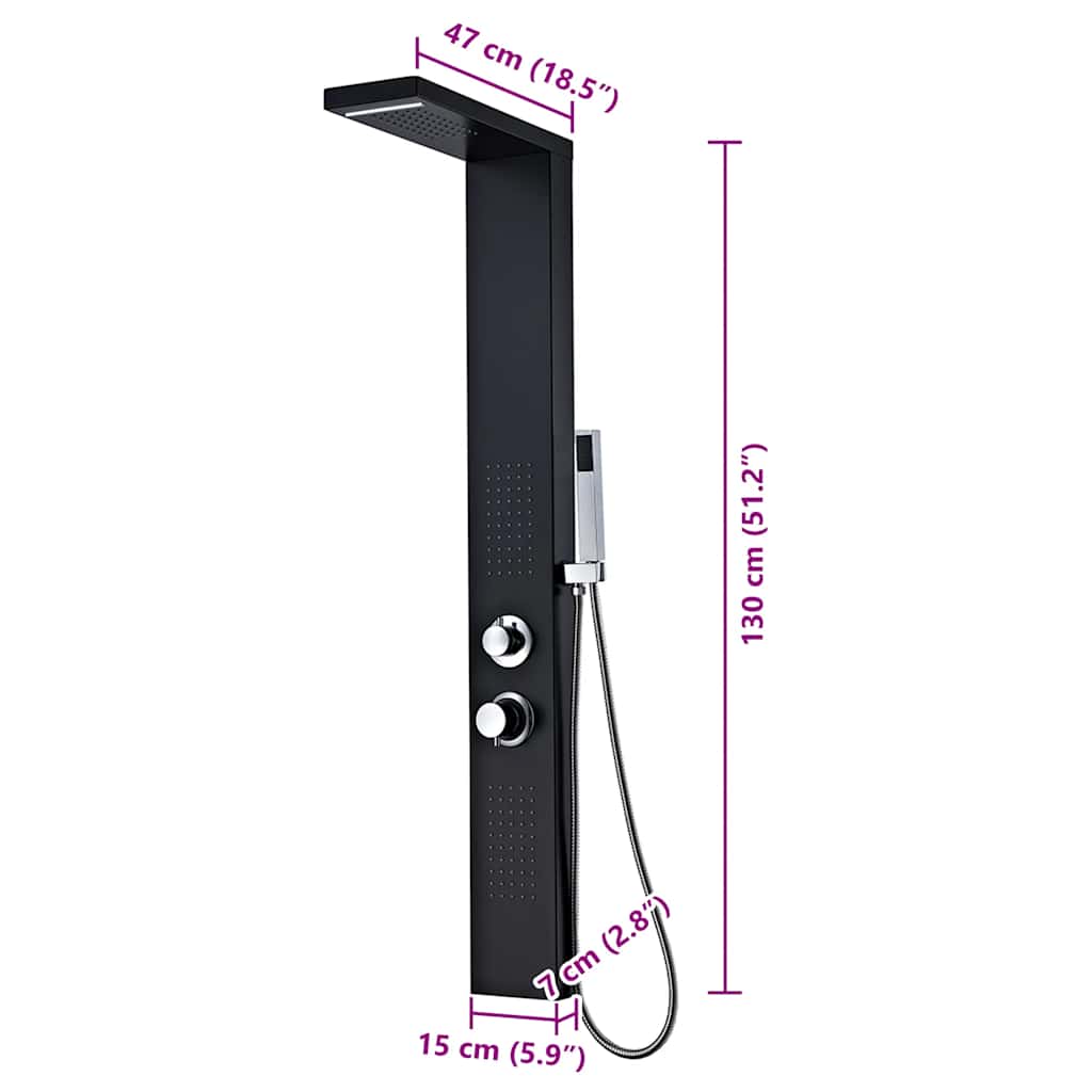Sistema Pannello Doccia in Alluminio Nero Opaco - homemem39