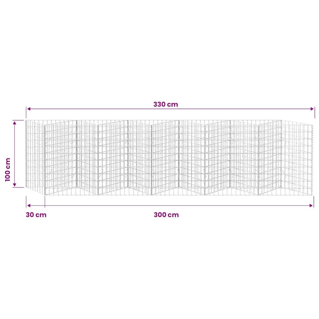 Gabbione in Rete in Acciaio Zincato 300x30x100 cm | homemem39
