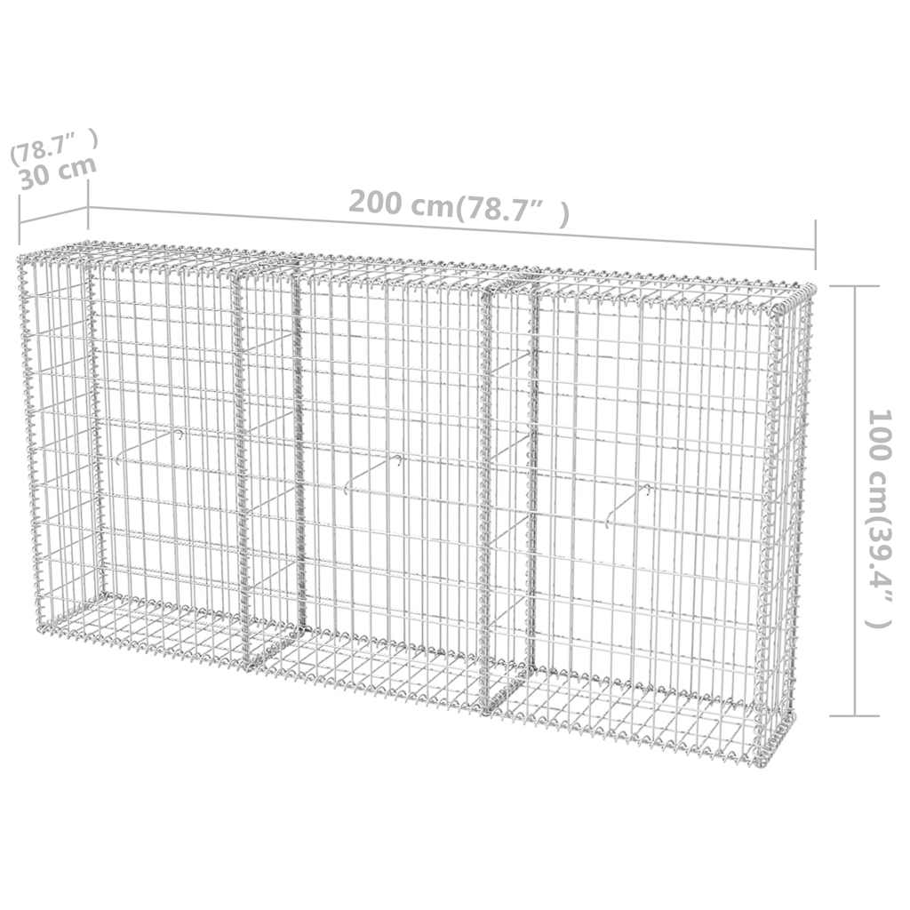 Gabbione in Rete in Acciaio Zincato 200x30x100 cm | homemem39