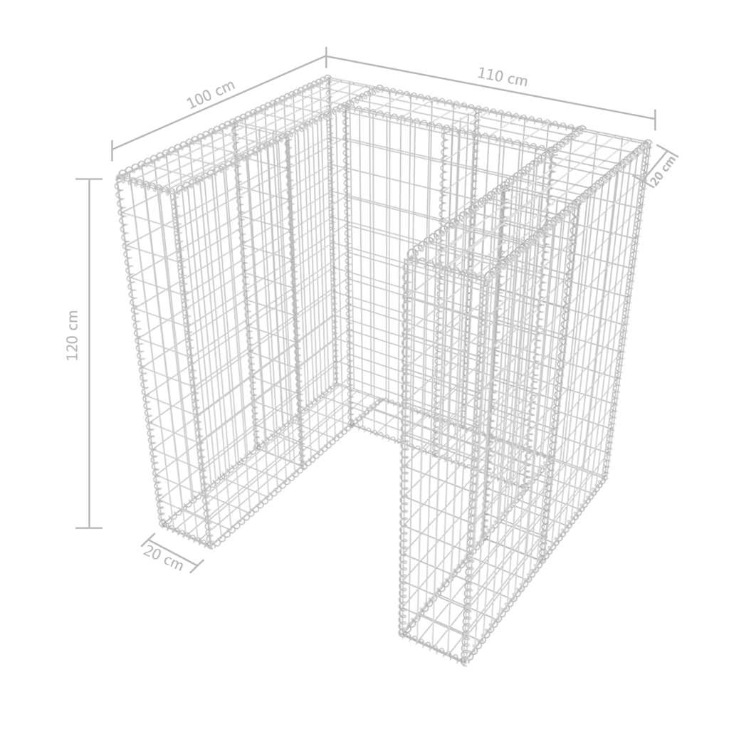 Gabbione in Rete in Acciaio per 1 Cassonetto 110x100x120 cm | homemem39