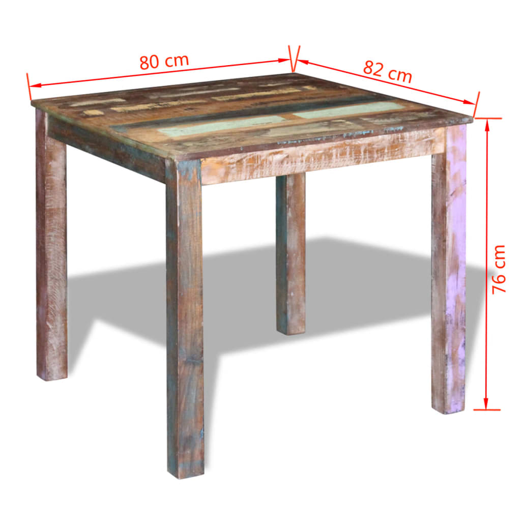 Tavolo da Pranzo in Legno Massello di Recupero 80x82x76 cm