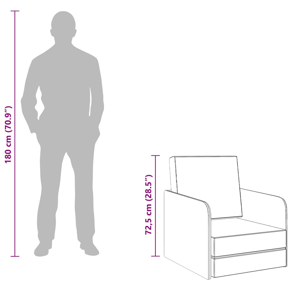 Poltrona Letto Convertibile Grigio Scuro in Tessuto