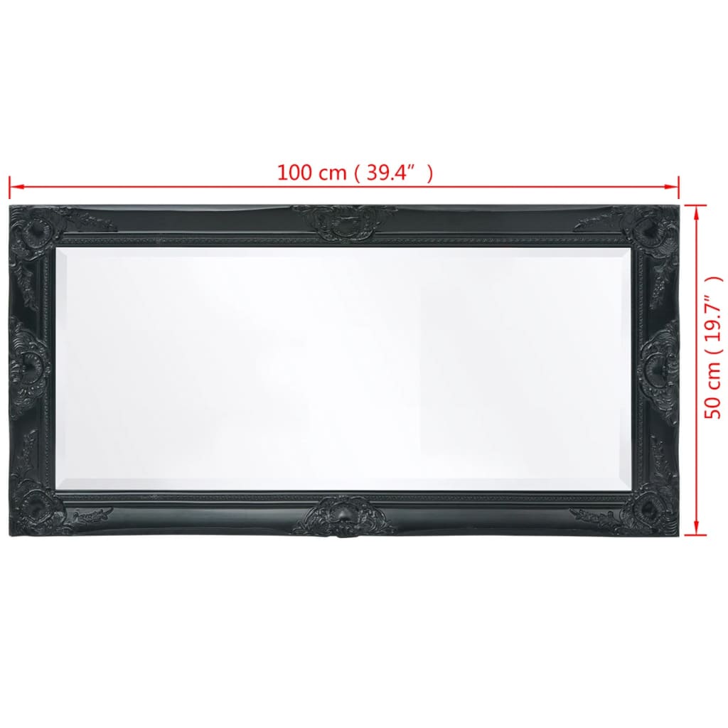 Specchio da Parete Stile Barocco 100x50 cm Nero - homemem39