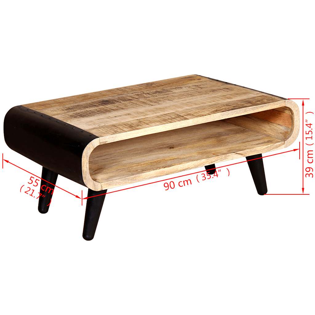 Tavolino da Salotto in Legno Grezzo di Mango 90x55x39 cm | homemem39