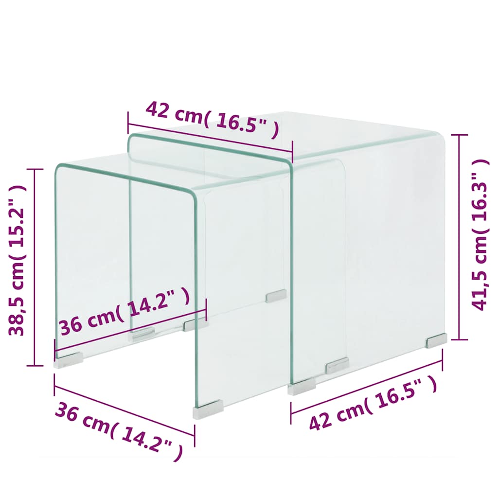 Set da Tavolo ad Incastro a 2 pz in Vetro Temprato Trasparente