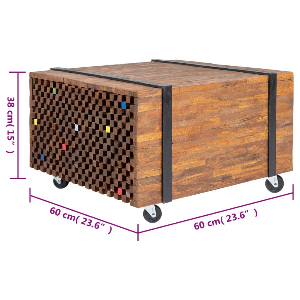 Tavolino Laterale in Legno di Teak 60x60x38 cm | homemem39