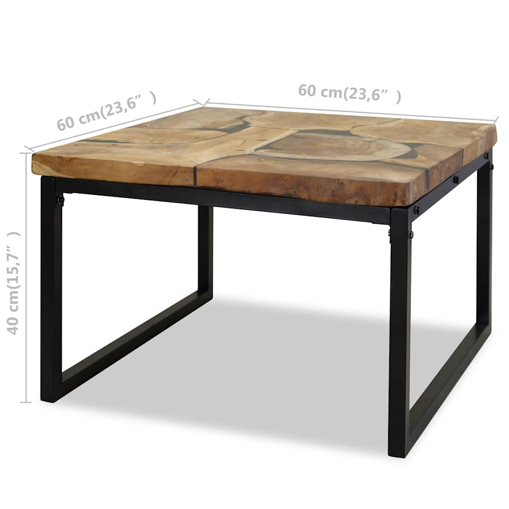 Tavolino da Salotto in Legno di Teak e Resina 60x60x40 cm | homemem39