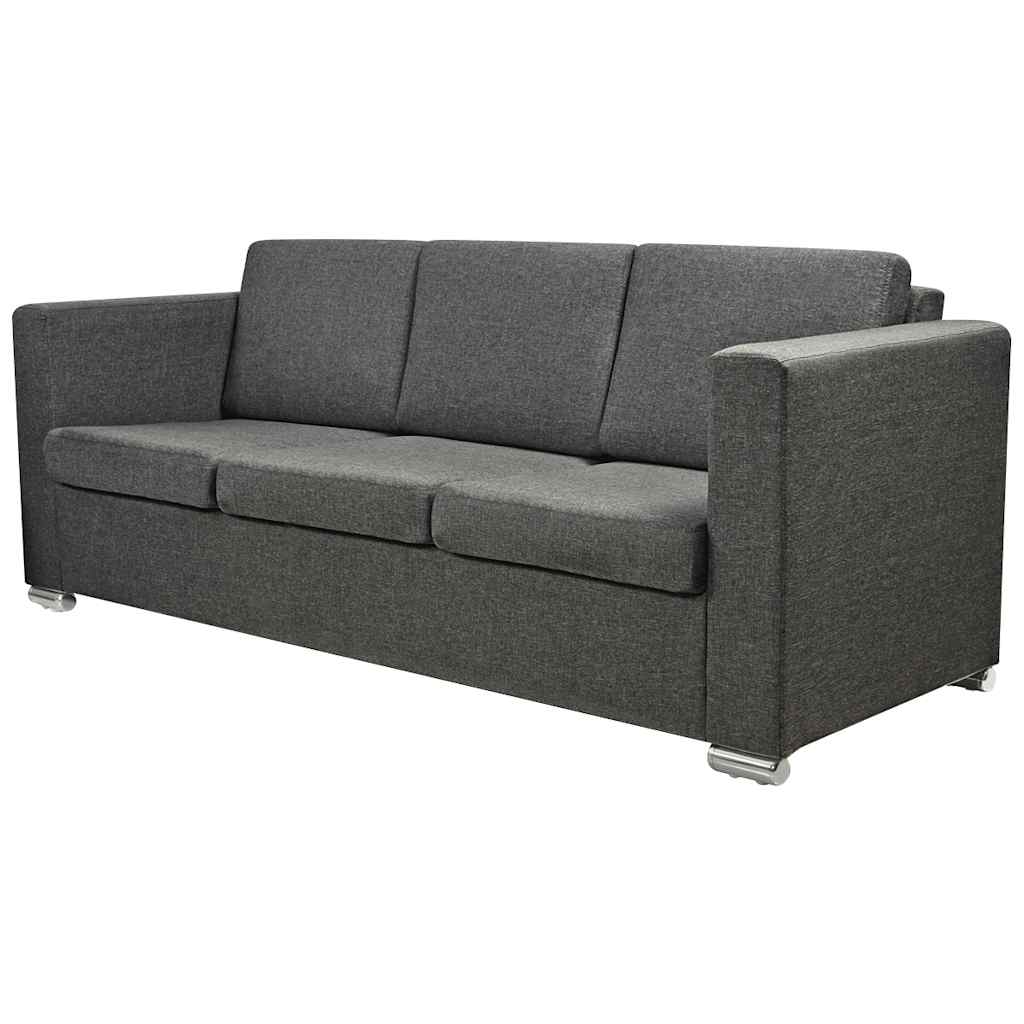 3 Pz Set di Divani in Stoffa Grigio Scuro