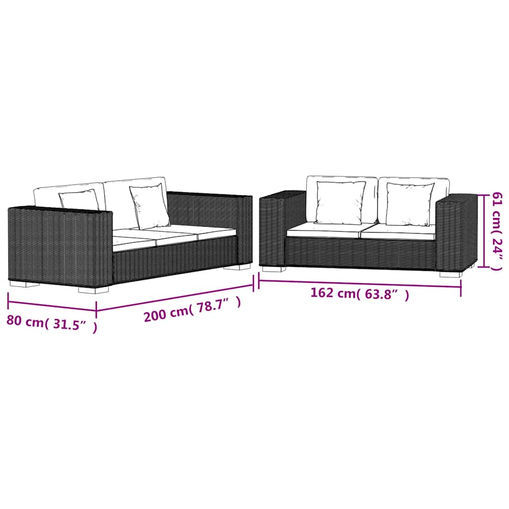 Set Divani a 2 Posti e 3 Posti in Vero Rattan | homemem39