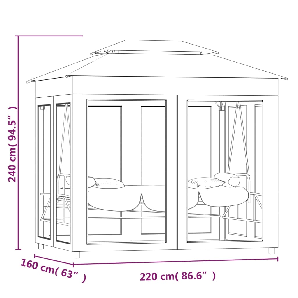 Gazebo Convertibile Panchina a Dondolo Bianco Crema | homemem39