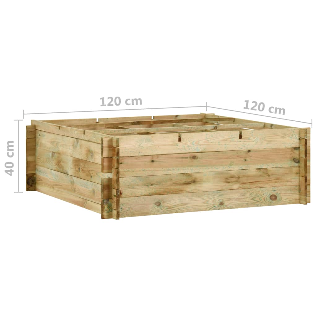 Fioriera Giardino Letto Vegetale in Legno di Pino 120x120x40cm | homemem39