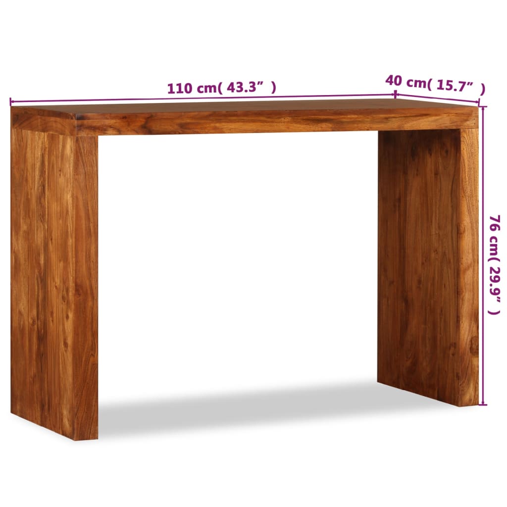 Tavolo Consolle in Legno Massello Finitura Ambra 110x40x76 cm | homemem39