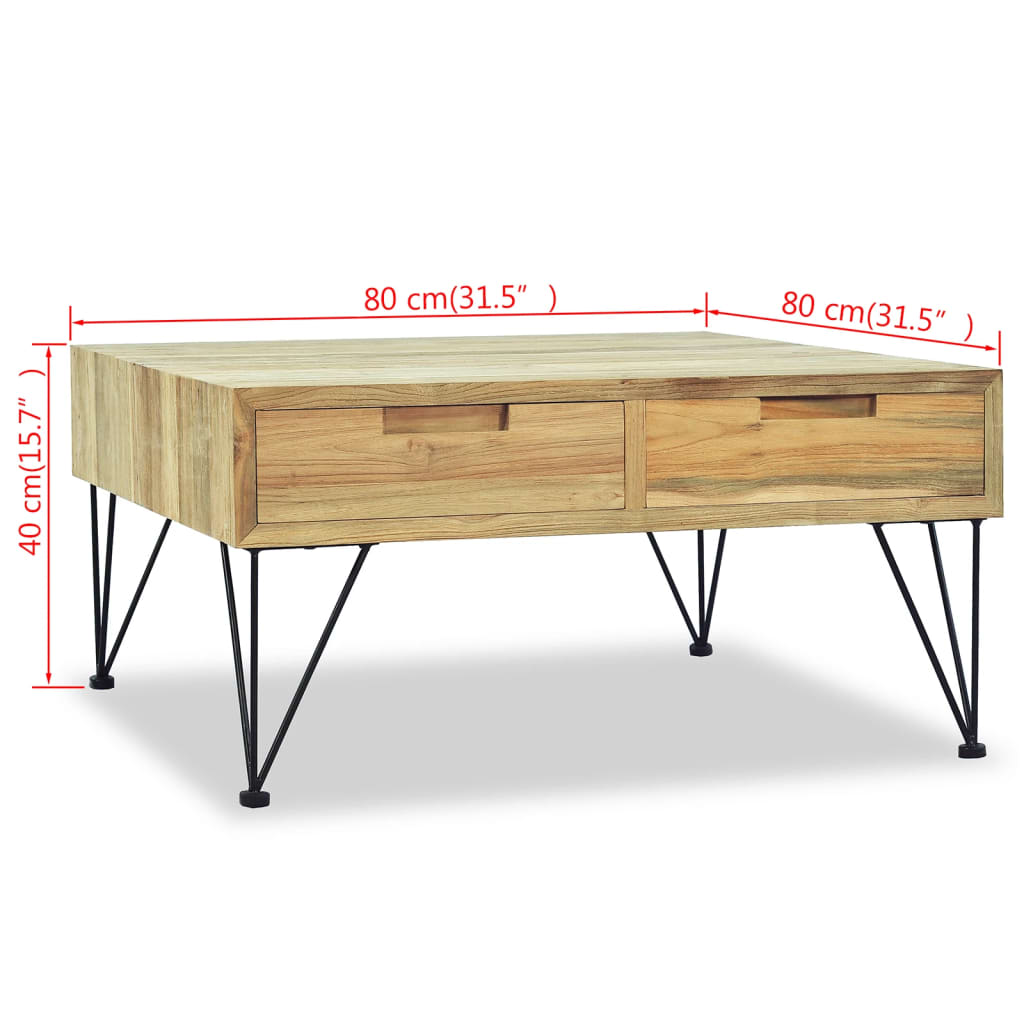 Tavolino da Salotto 80x80x40 cm in Legno Massello di Teak | homemem39