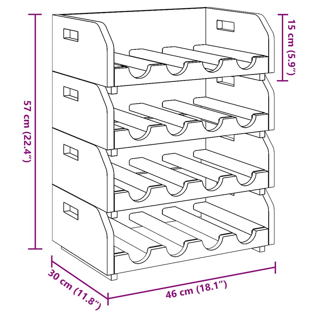 Set Portavini 4 pz per 16 Bottiglie in Legno Massello di Mogano | homemem39