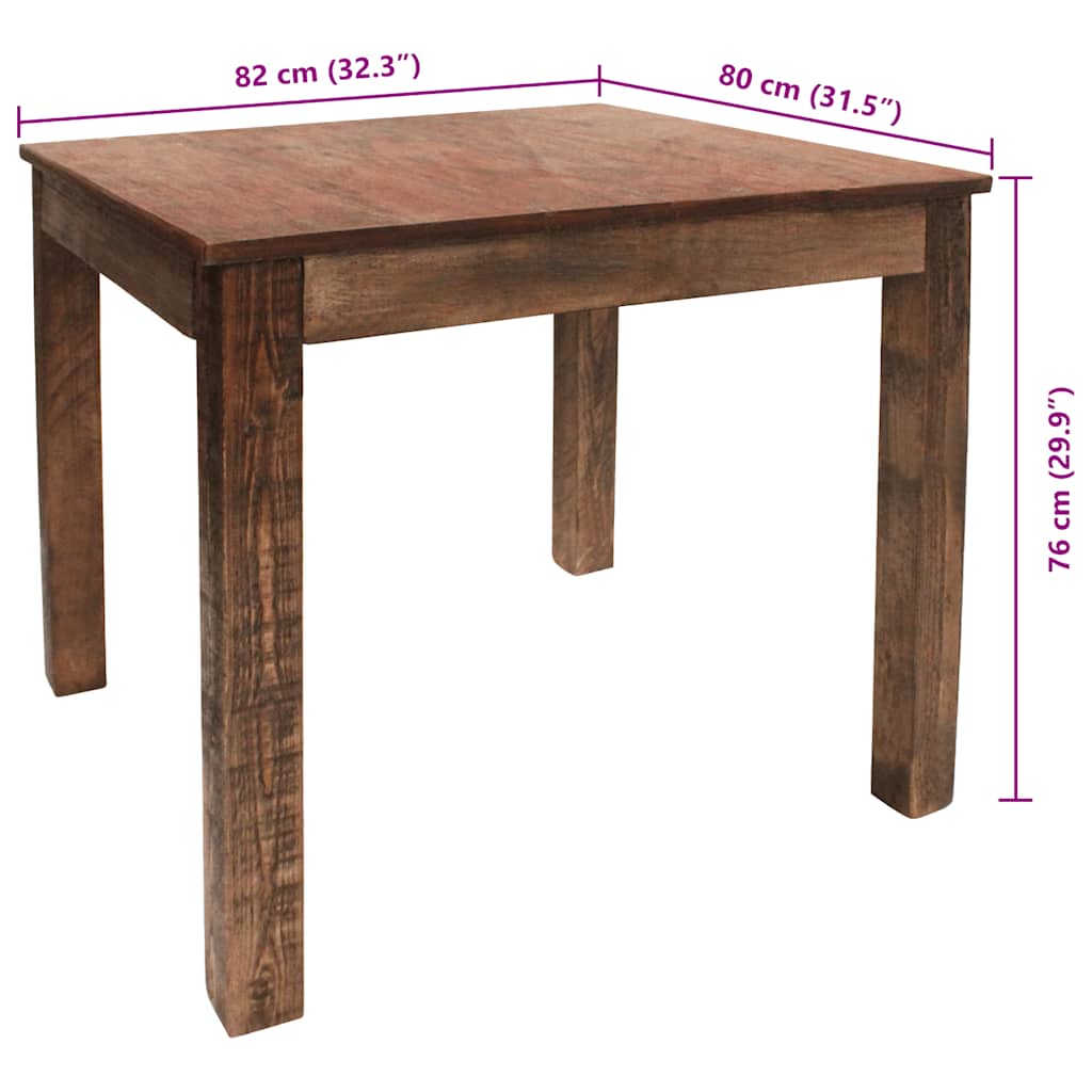 Tavolo da Pranzo in Legno Massello di Recupero Misto 82x80x76cm