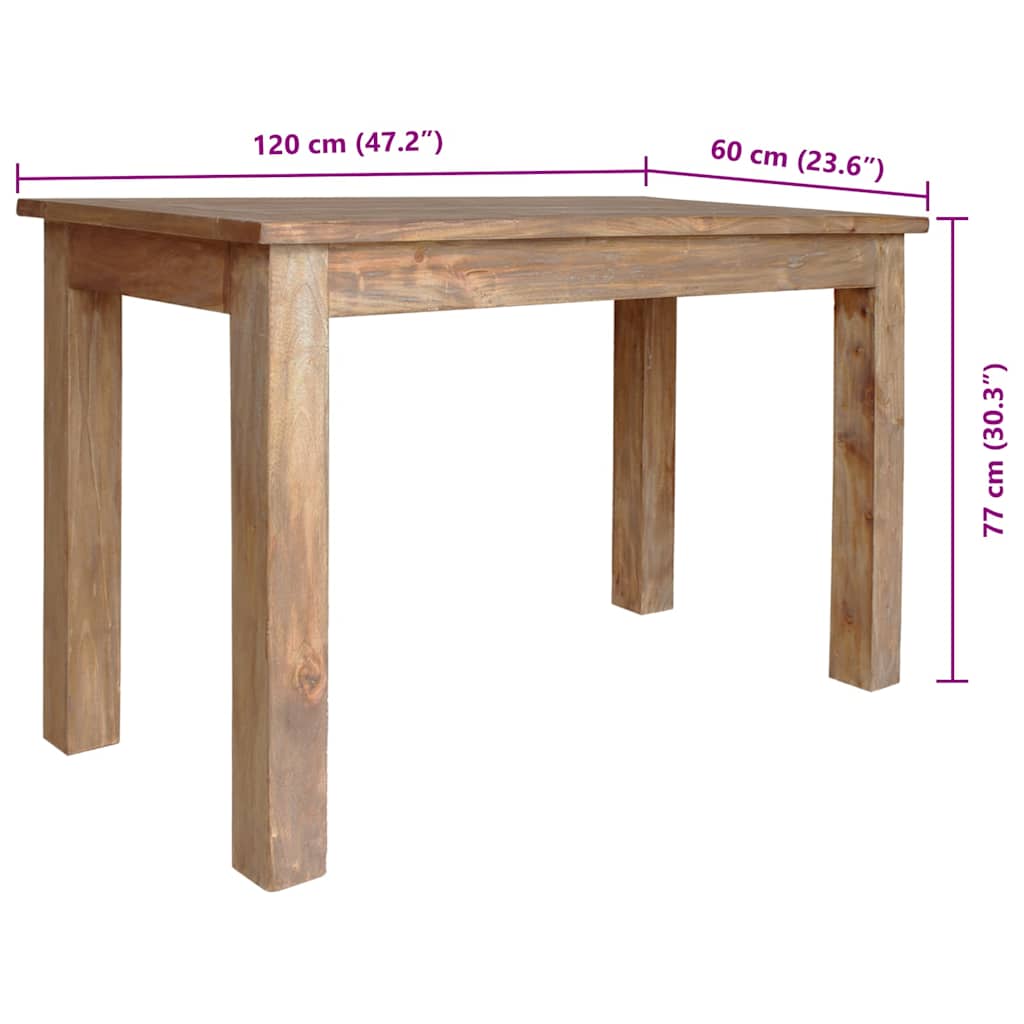 Tavolo da Pranzo in Legno Massello di Mogano 120x60x77 cm