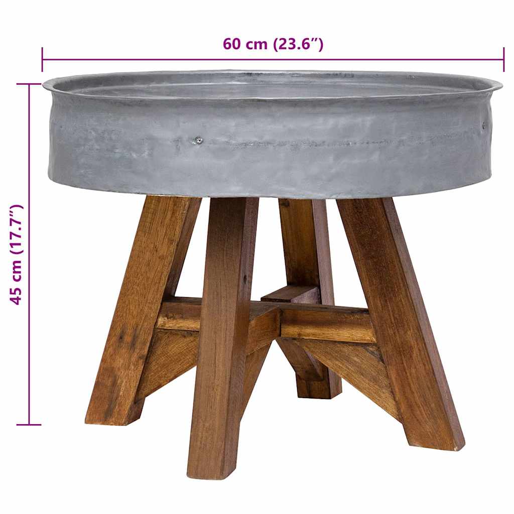 Tavolino da Salotto in Legno di Recupero Misto 60x45cm Argento | homemem39